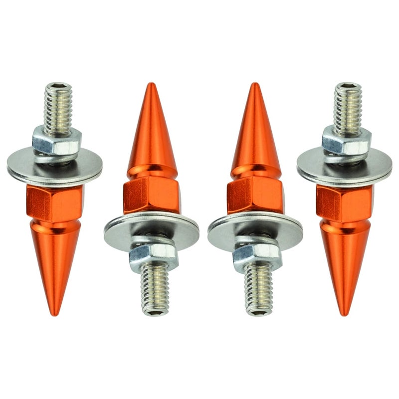 Abfer Car License Plate Screws Spike Shape License Plate Fasteners Bolt 4Pcs Anti Theft License Plate Screw Frame Kit Fit for Most Vehicle Motorcycles Trucks (Orange) - Image 1